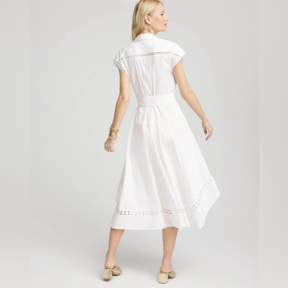 NWT Chico's Poplin Circle Trim Maxi Shirtdress Sz S - Picture 2 of 13